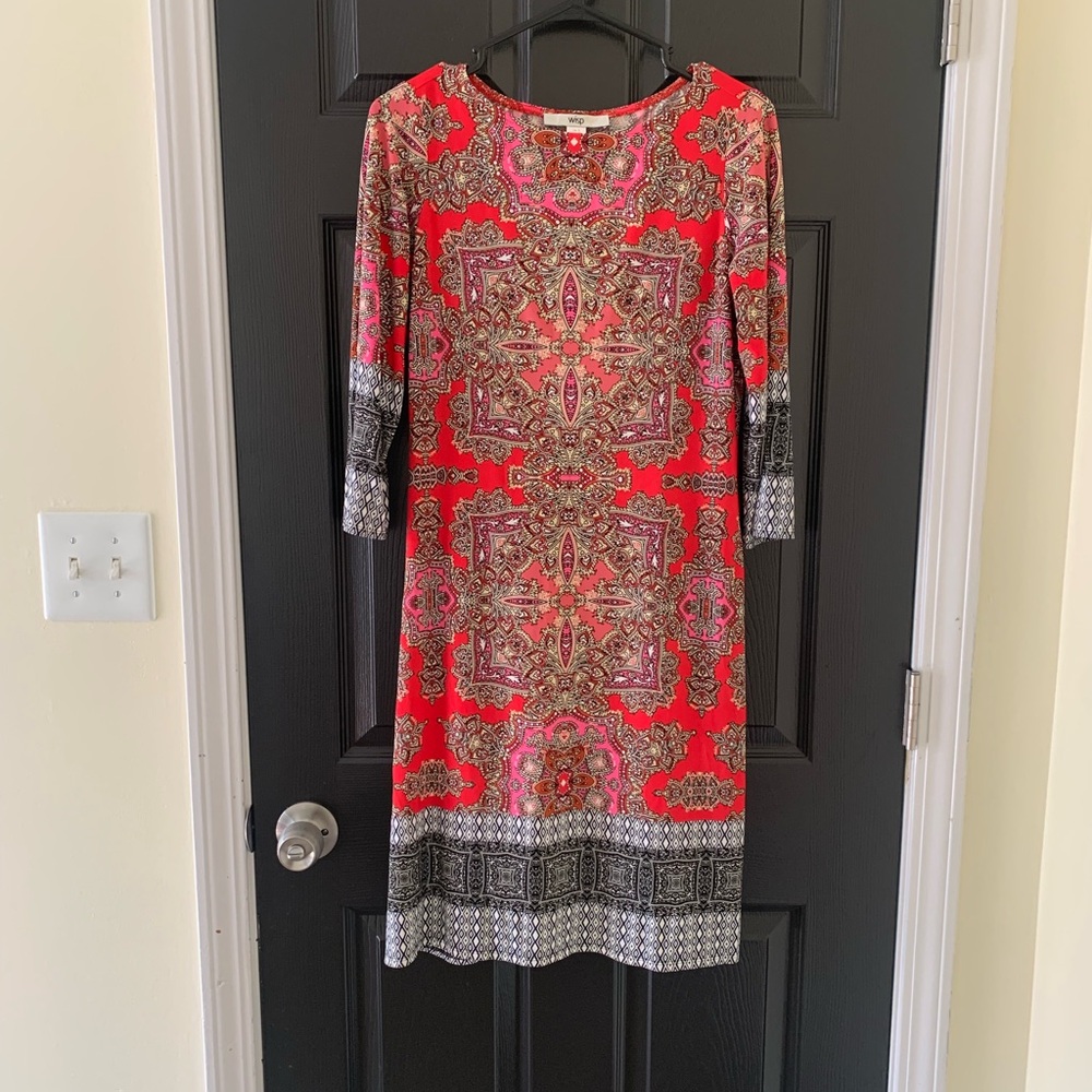 Women's Red and Black Patterned Dress